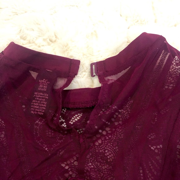 VERY SEXY Victoria’s Secret XSmall burgundy/maroon lace embellished bodysuit - Picture 8 of 14